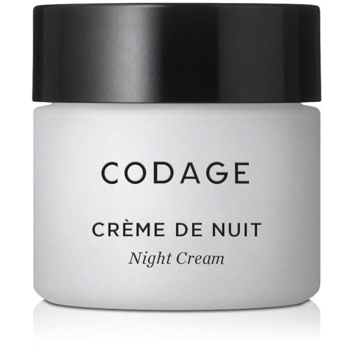 Codage Crème de Nuit 50ml nærende nattkrem som gir fuktighet i en hvit frostet glasskrukke med sort lokk.