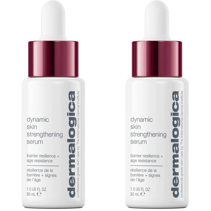 Dermalogica Dynamic Skin Strengthening Serum 30 ml styrkende serum i hvit flaske med burgunder metallkork og pipette