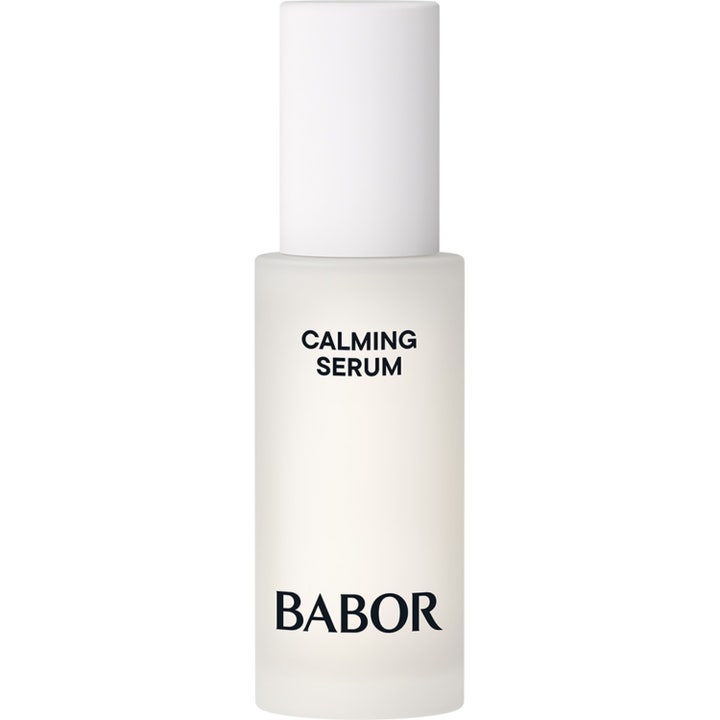 Babor Skinovage Calming Serum beroligende ansiktsserum i frostet glassflaske med hvitt lokk