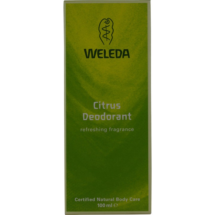 Weleda Citrus Deodorant 100 ml forfriskende kroppspleie i grønn eske med logo og sitrusduft