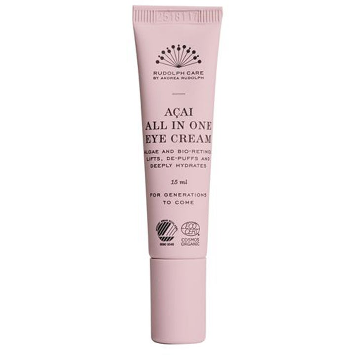Rudolph Care Açai All In One Eye Cream 15 ml fuktighetsgivende øyekrem i rosa tube med bio-retinol.