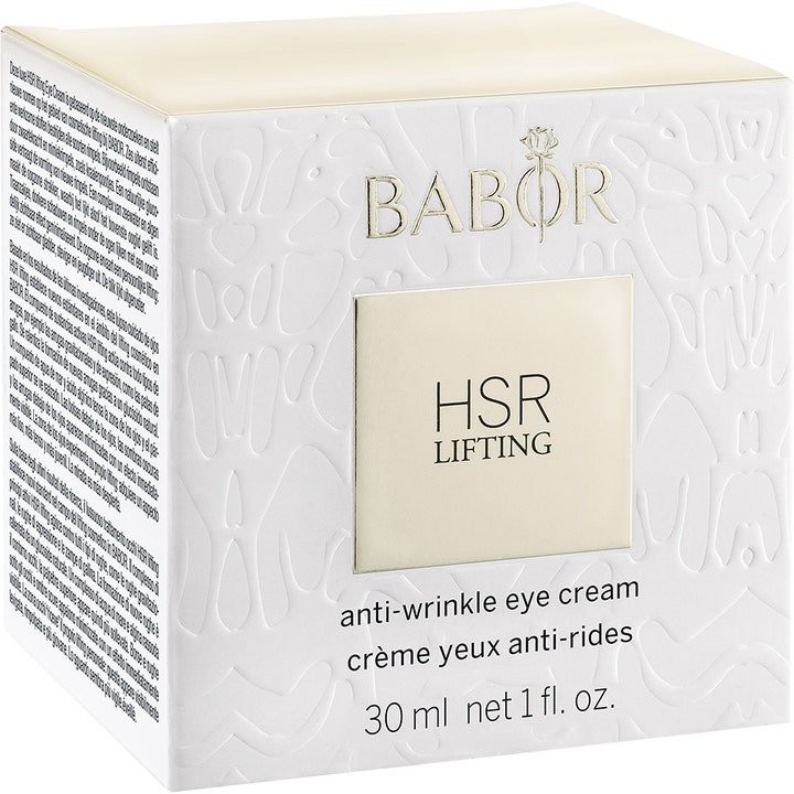 Babor HSR Lifting Eye Cream 30 ml oppstrammende øyekrem mot rynker i hvit eske med preget dekor og gullskrift