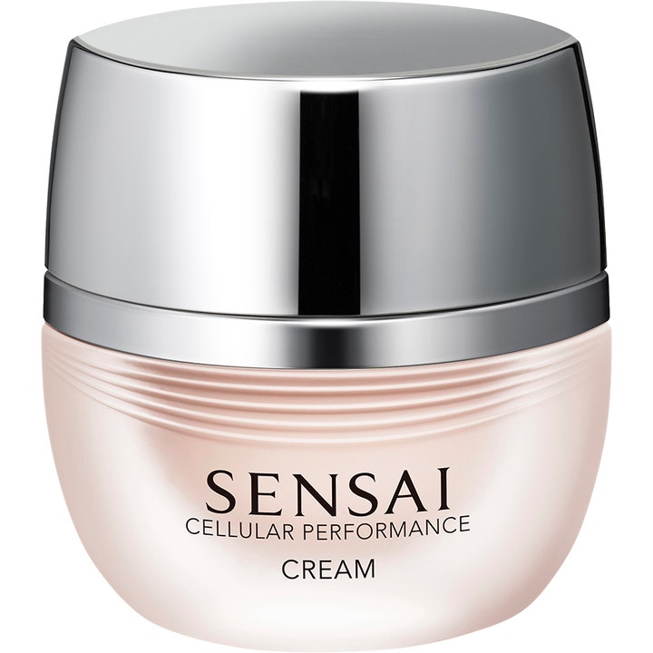 Sensai Cellular Performance Cream fuktighetskrem for anti-aging i en perlemorsrosa krukke med blankt sølvlokk