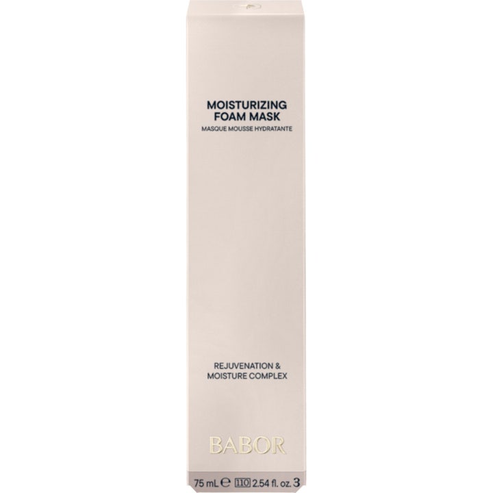 Babor Skinovage Moisturizing Foam Mask 75 ml fuktgivende ansiktsmaske i hvit sprayflaske med blå tekst