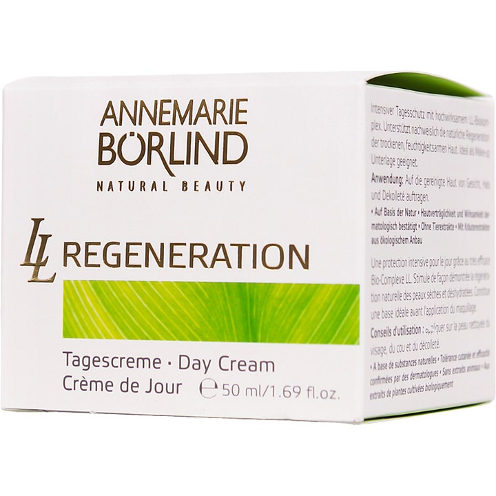 Annemarie Börlind LL Regeneration Day Cream 50 ml regenererende dagkrem i hvit eske med grønt bladdesign