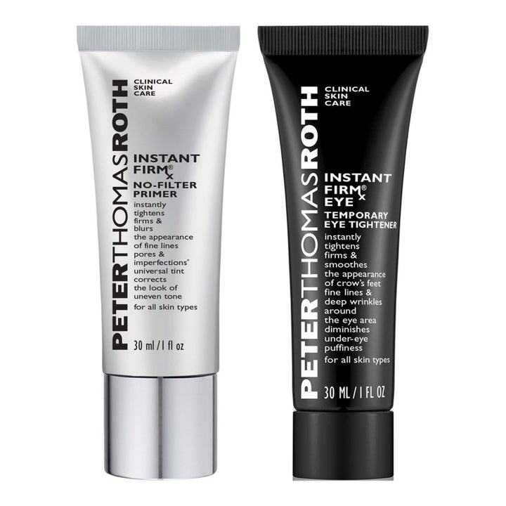 Peter Thomas Roth Instant FirmX Primer og Eye Tightener 30 ml som strammer opp huden i sølvfarget og sort tube.