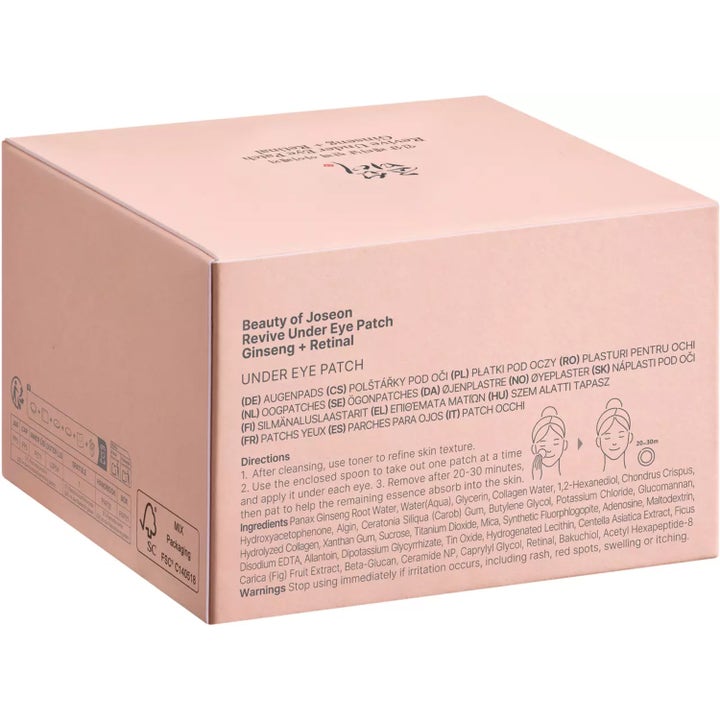 Beauty of Joseon Revive Under Eye Patch 93 g med ginseng og retinal i en lys ferskenfarget eske