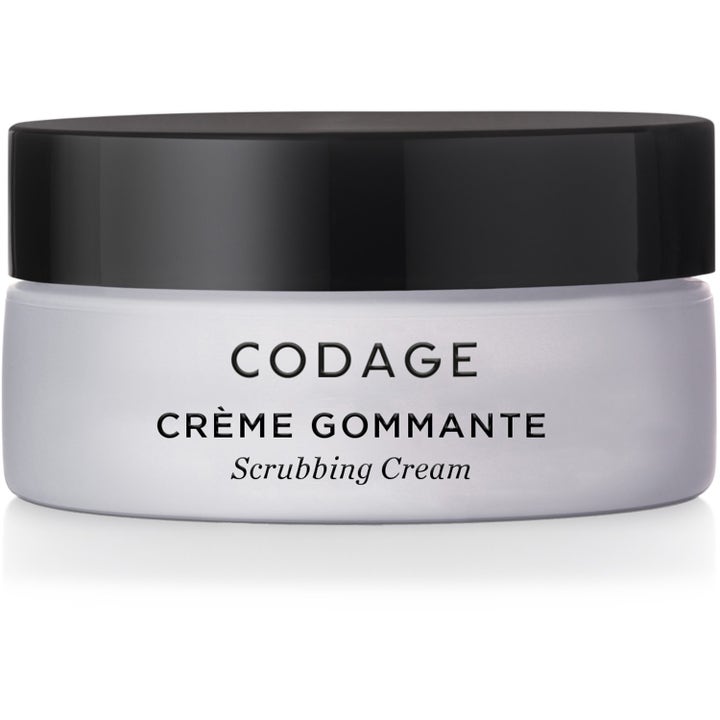 Codage Crème Gommante 50 ml eksfolierende ansiktsskrubb i en hvit frostet krukke med svart lokk