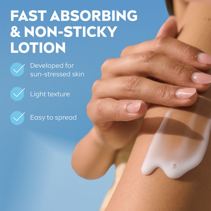 NIVEA After Sun Moisture Lotion 200 ml pleiende after sun med lett hvit tekstur som trekker raskt inn i huden.