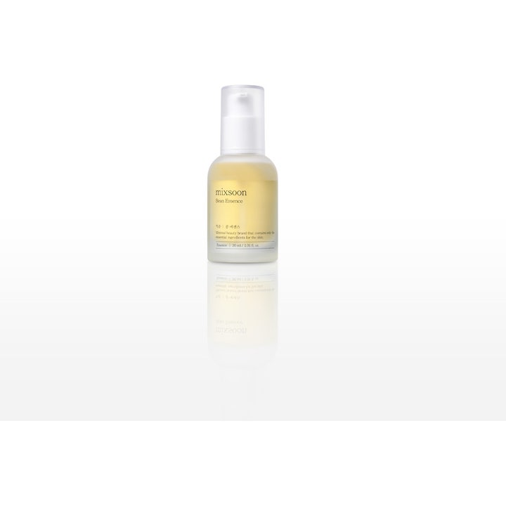 Mixsoon Bean Essence 30 ml fuktighetsgivende essence i frostet glassflaske med pumpe og gyllen væske