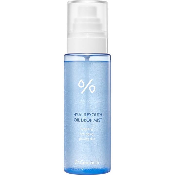 Dr. Ceuracle Hyal Reyouth Oil Drop Mist 50ml fuktighetsgivende ansiktsspray i blå transparent flaske med hvit pumpe