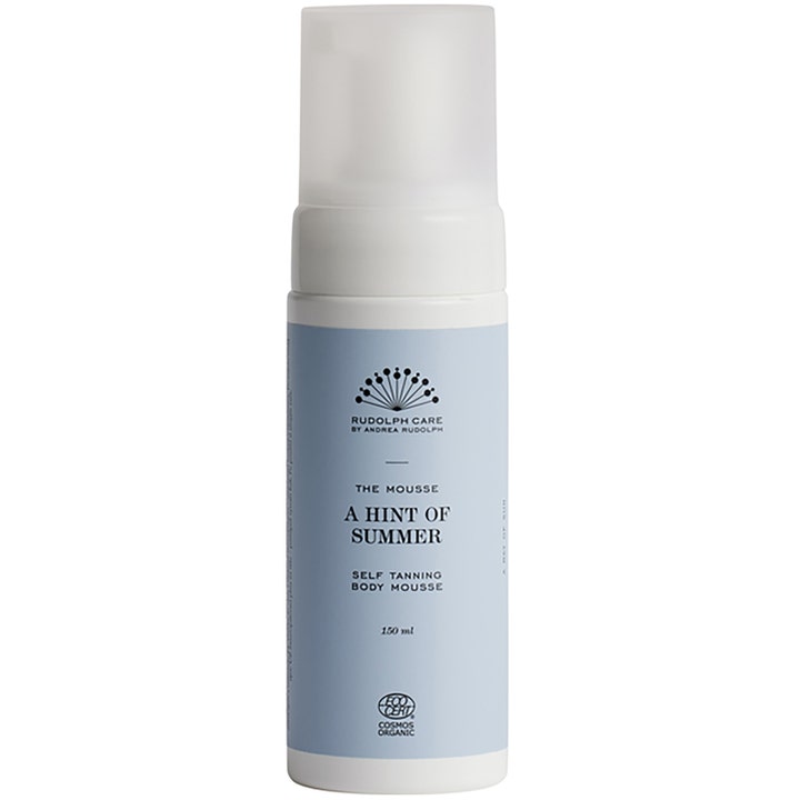 Rudolph Care A Hint of Summer 150 ml selvbruning som gir naturlig glød i hvit pumpeflaske med lyseblå etikett