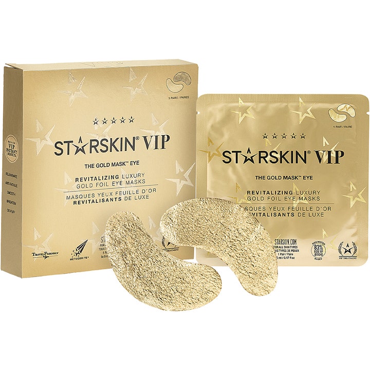 Starskin VIP The Gold Mask Eye 5 par revitaliserende øyemasker i gullfolie med strukturert overflate og gulleske
