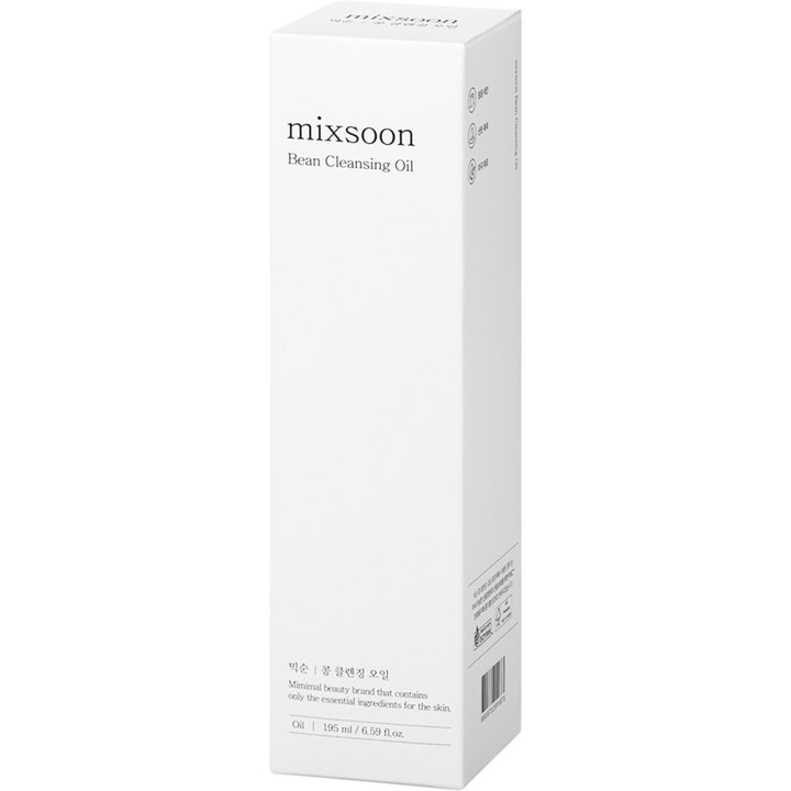 Mixsoon Bean Cleansing Oil 195 ml oljerens i hvit eske som gir en ren og fuktet hud ved ansiktsrengjøring.