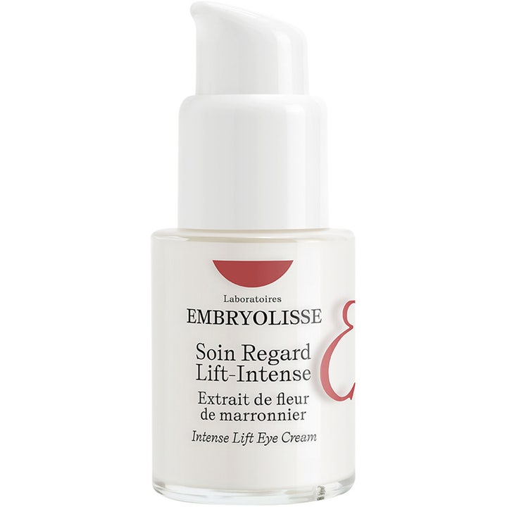 Embryolisse Soin Regard Lift-Intense 15 ml oppstrammende øyekrem i hvit pumpeflaske med rød logo