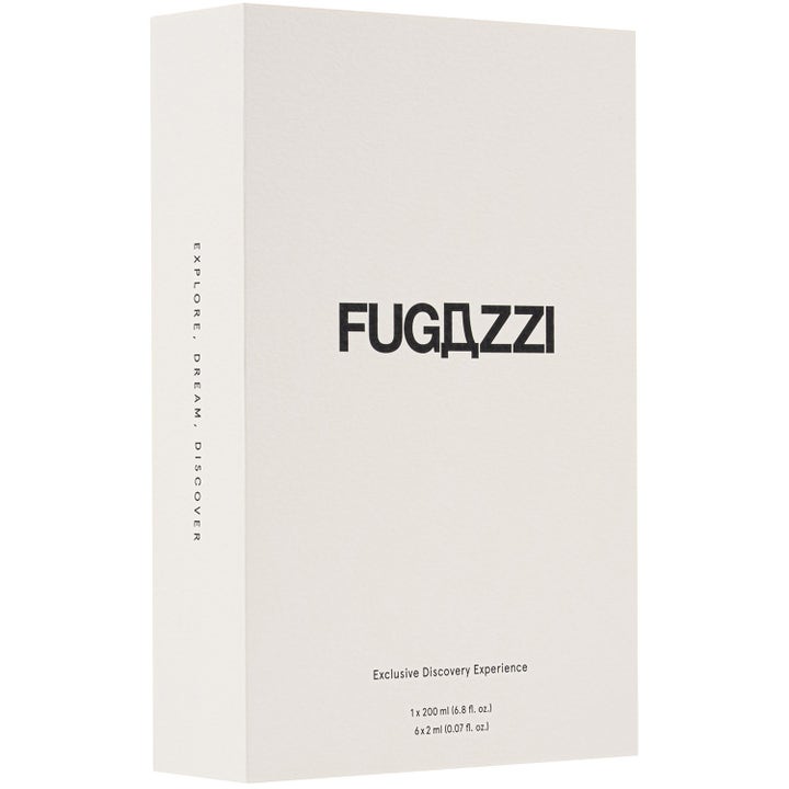 Fugazzi Exclusive Discovery Experience 200 ml og 6x2 ml parfymesett i hvit eske som lar deg utforske nye dufter
