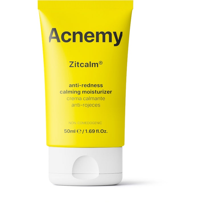 Acnemy Zitcalm 50ml fuktighetskrem som beroliger og demper rødhet i en gul plasttube med hvitt lokk