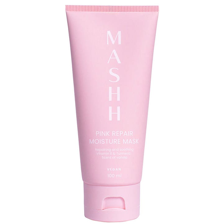 MASHH Pink Repair Moisture Mask 100 ml reparerende ansiktsmaske i en minimalistisk lyserosa tube med hvit tekst.