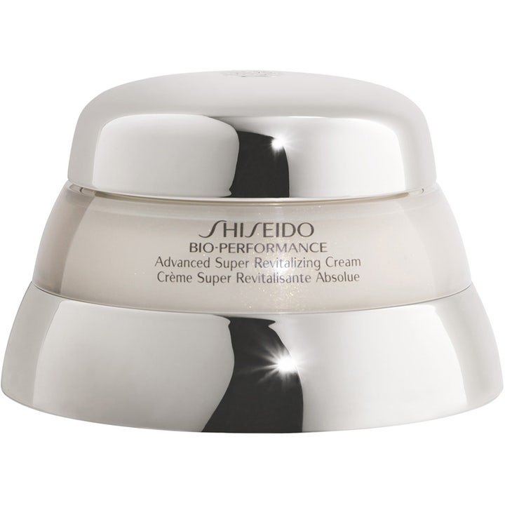 Shiseido Bio-Performance Advanced Super Revitalizing Cream ansiktskrem i futuristisk krukke med skinnende sølv.