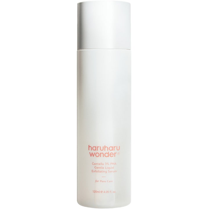 haruharu wonder Centella 3% PHA Gentle Liquid Exfoliating Serum 120 ml i hvit sylinderformet flaske