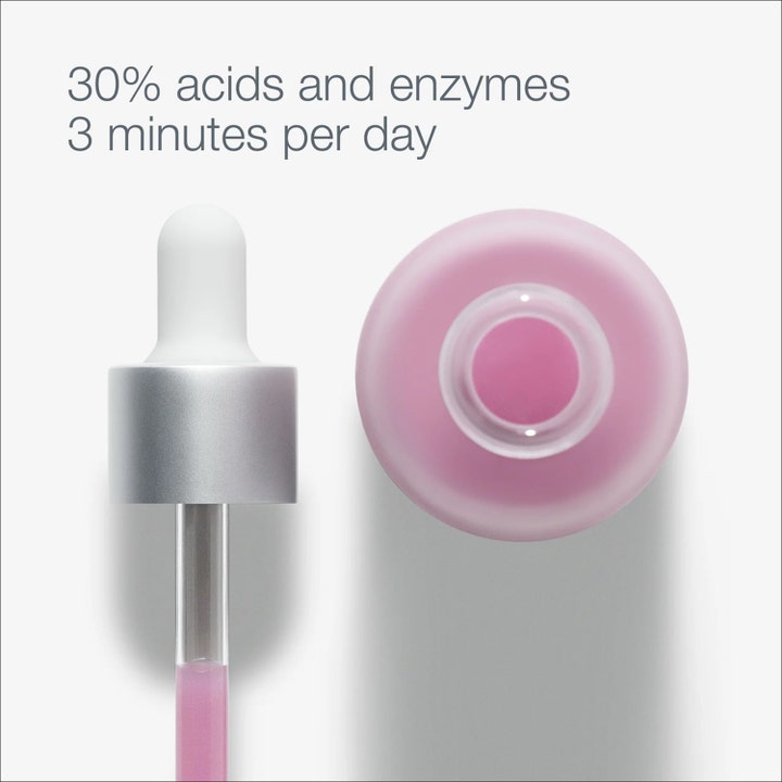 Dermalogica Daily Liquid Peelfoliant 59 ml serum med rosa væske og tekst 30% acids and enzymes 3 minutes per day
