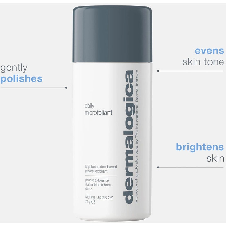 Dermalogica Daily Microfoliant 74 g peeling i hvit flaske som gir glød og jevnere hudtone med skånsom polering.