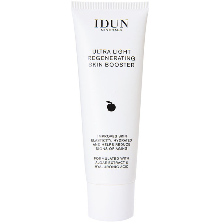 IDUN Minerals Ultra Light Regenerating Skin Booster 30 ml fuktighetskrem i hvit tube med sort eplelogo