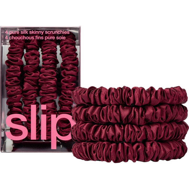 Pure Silk Skinny Scrunchies Maroon