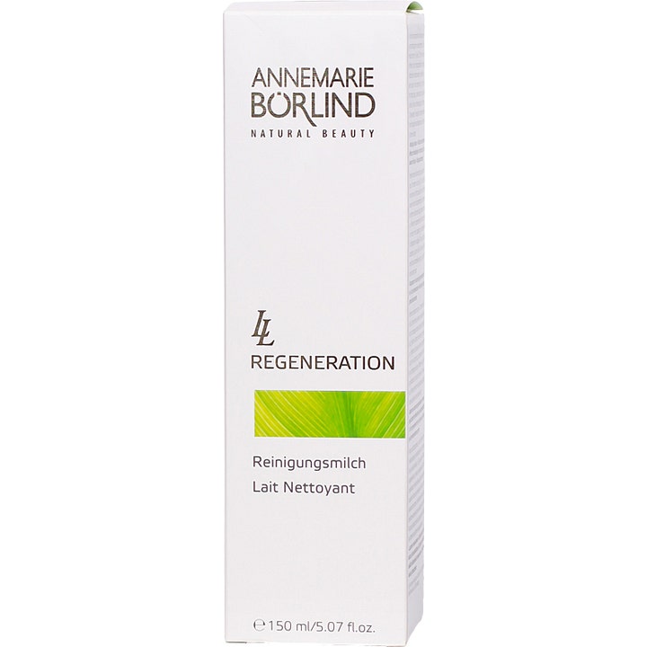 Annemarie Börlind LL Regeneration Cleansing Milk 150 ml rengjøringsmelk i hvit eske med grønt bladdesign