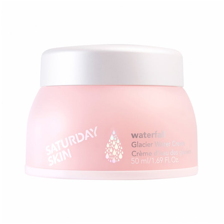 Saturday Skin Waterfall Glacier Water Cream 50 ml fuktighetsgivende ansiktskrem i rosa krukke med hvitt lokk