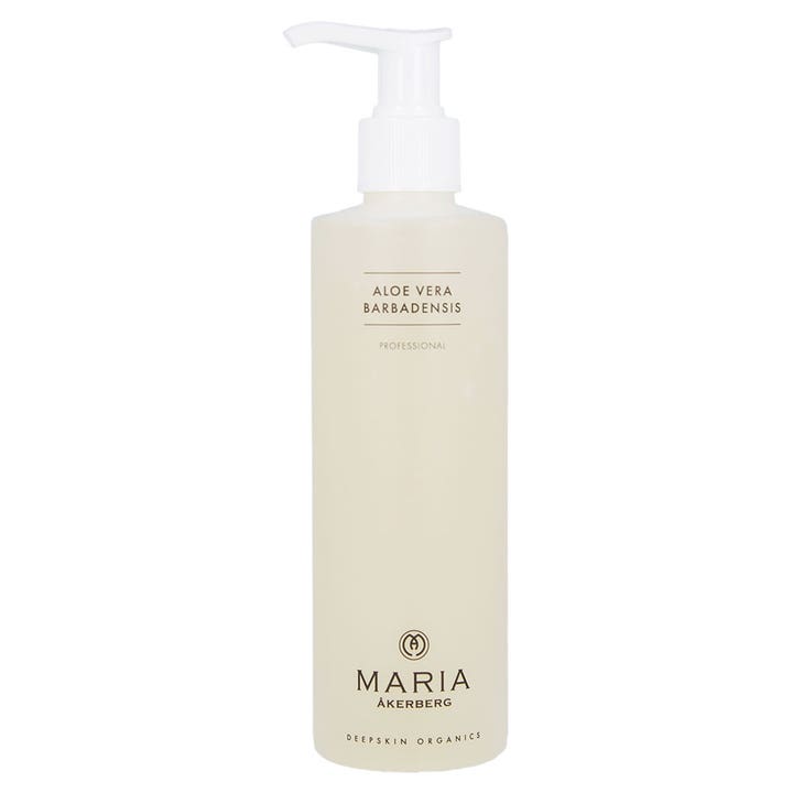 Maria Åkerberg Aloe Vera Barbadensis 250 ml beroligende gel i hvit frostet pumpeflaske med minimalistisk svart tekst