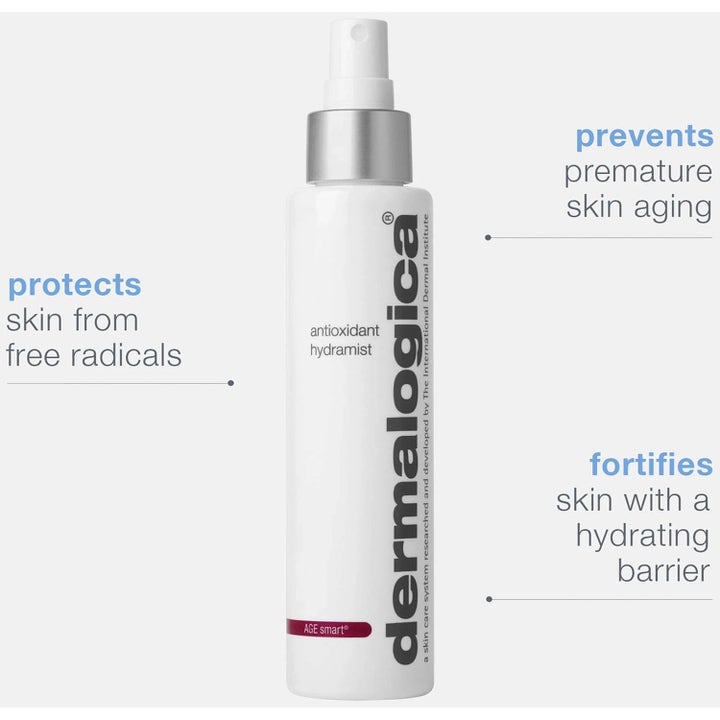 Dermalogica Antioxidant Hydramist 150 ml hvit sprayflaske som beskytter mot frie radikaler og forebygger aldring.