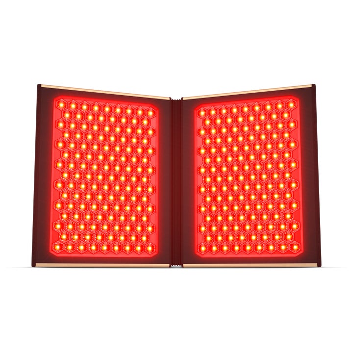 CurrentBody Skin LED Light Therapy Panel rødlysterapi for hudfornyelse med to foldbare brett og røde LED-lys.