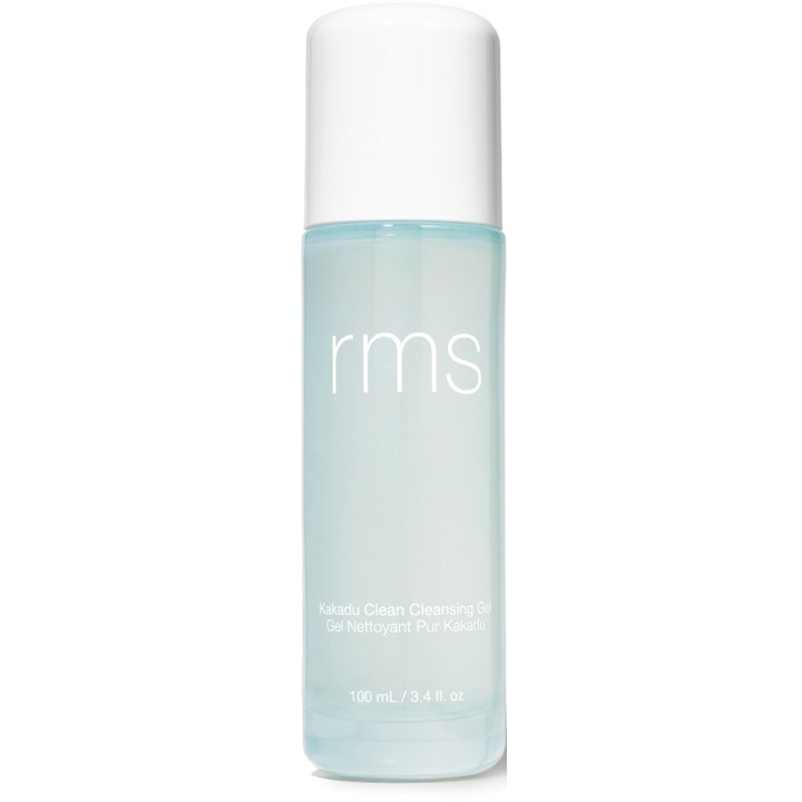 RMS Beauty Kakadu Clean Cleansing Gel 100 ml rensende ansiktsgel i en lyseblå gjennomsiktig flaske med hvit kork