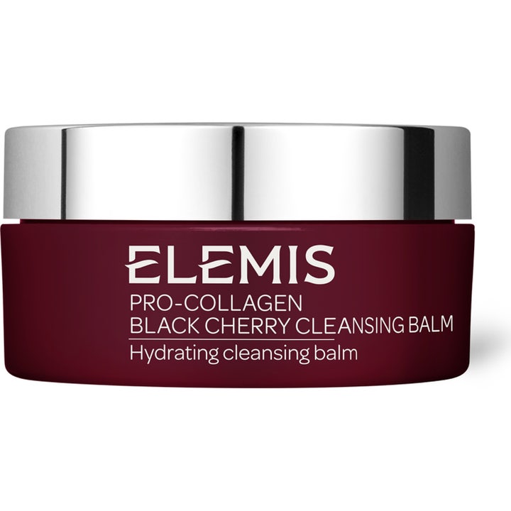 Elemis Pro-Collagen Black Cherry Cleansing Balm 100 g fuktighetsgivende ansiktsrengjøring i burgunderrød krukke.