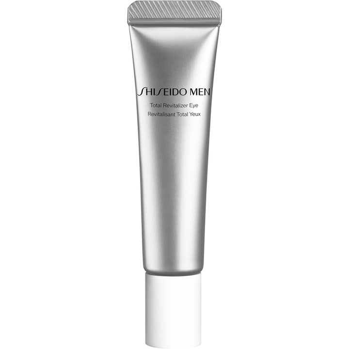 Shiseido Men Total Revitalizer Eye 15 ml oppstrammende øyekrem i sølvfarget tube med hvit kork