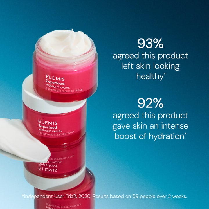 Elemis Superfood Midnight Facial 50 ml nattmask i rosa krukker som gir fuktighet og glød til huden