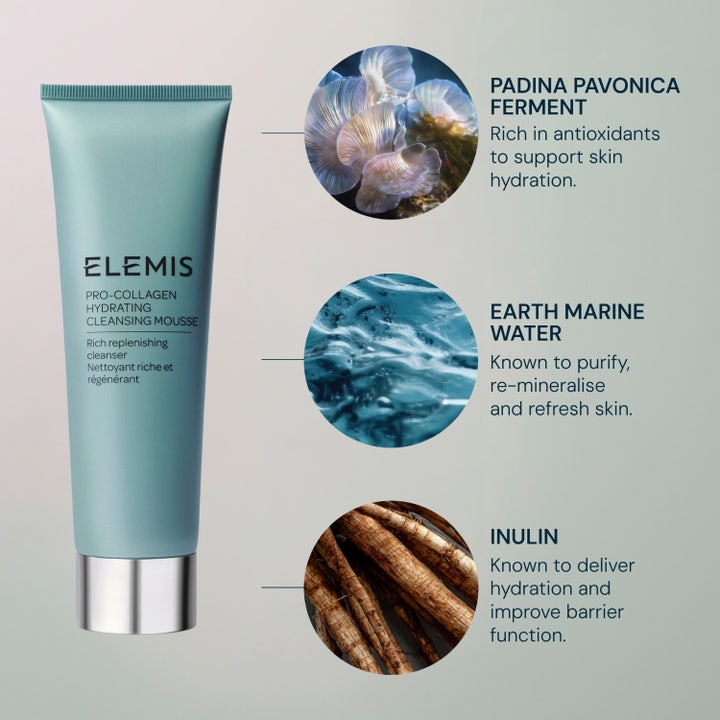 Elemis Pro-Collagen Hydrating Cleansing Mousse 125 ml fuktighetsgivende rens med Padina Pavonica og Earth Marine Water