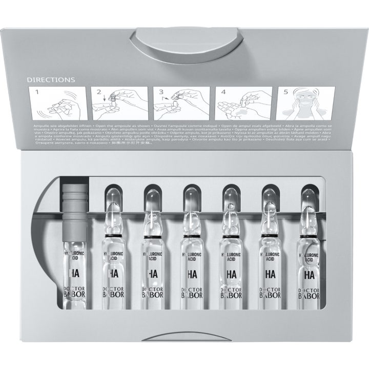 Babor DOC 10d Hyaluronic Acid 14 ml fuktighetsgivende serum i sølvgrå eske med preget ampullemotiv.