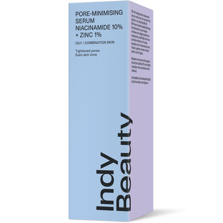Indy Beauty Pore-minimising Serum 30 ml i lyseblÄ eske som balanserer fet og kombinert hud.