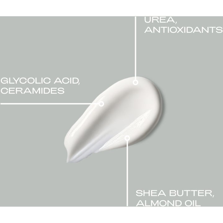 Bodyologist Soft Sole Foot Cream 100 ml eksfolierende fotkrem med hvit tekstur, urea, glykolsyre og sheasmør.
