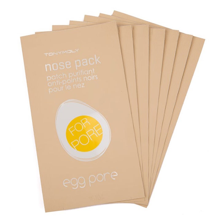 Tonymoly Egg Pore Nose Pack 7 stk rensende neseplaster i beige papirposer som fjerner hudormer effektivt