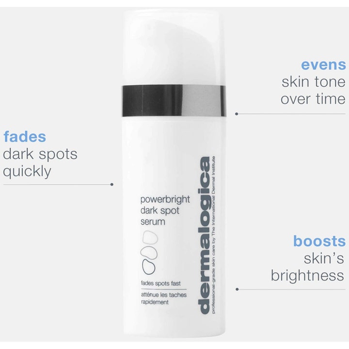 Dermalogica PowerBright Dark Spot Serum 30 ml utjevnende serum i hvit flaske som reduserer mørke flekker og gir glød.
