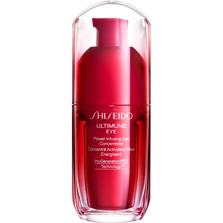 Shiseido Ultimune Eye Power Infusing Eye Concentrate 15ml styrkende øyeserum i rød glassflaske med gjennomsiktig lokk