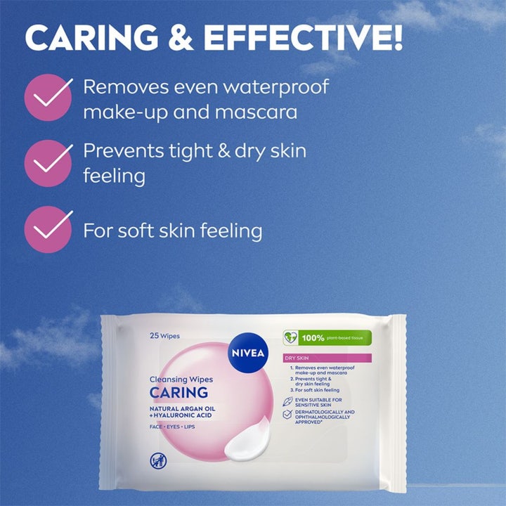 NIVEA Gentle Cleansing Wipes 25 stk sminkefjerner fjerner vannfast sminke og pleier tørr hud