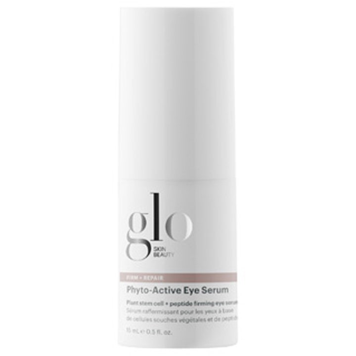 Glo Skin Beauty Phyto-Active Eye Serum 15 ml oppstrammende øyeserum med peptider i hvit sylindrisk flaske