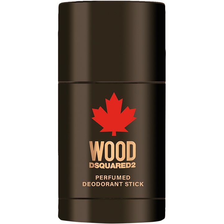 Dsquared2 Wood Perfumed Deodorant Stick 75ml deostick gir friskhet i mørkebrun hylse med rødt lønneblad og gulltekst