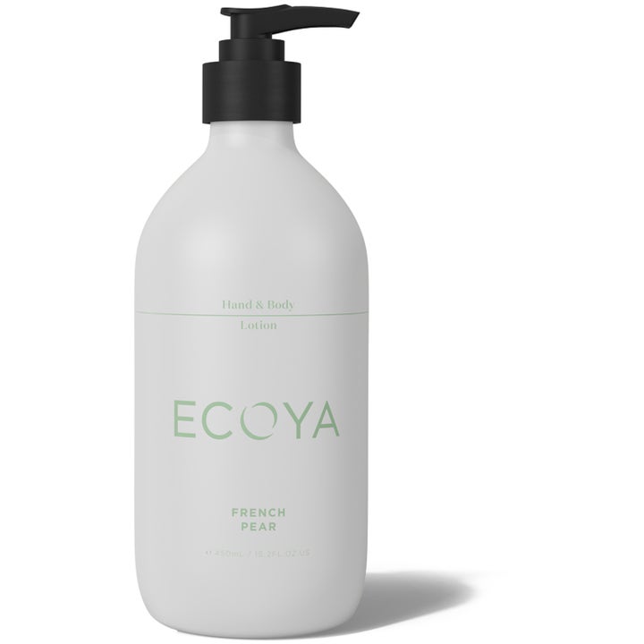 Ecoya Hand & Body Lotion 450ml fuktighetsgivende kroppskrem i hvit flaske med sort pumpe og grønn tekst