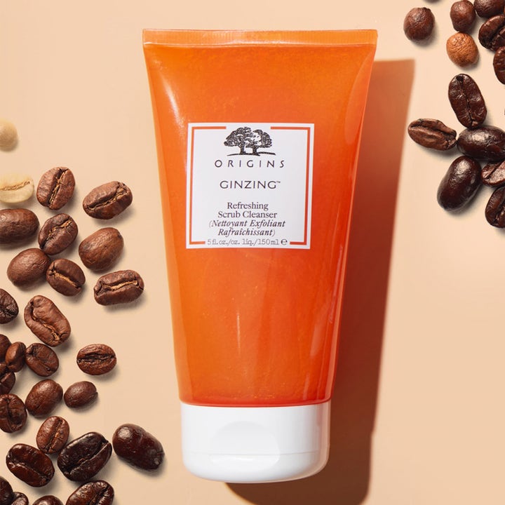 Origins GinZing Refreshing Scrub Cleanser 150 ml energigivende rens og skrubb i oransje tube med kaffebønner