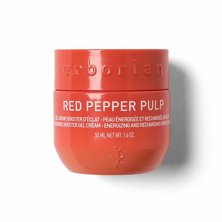Erborian Red Pepper Pulp 50 ml glødgivende gelkrem som gir energi i en rød krukke med preget logo